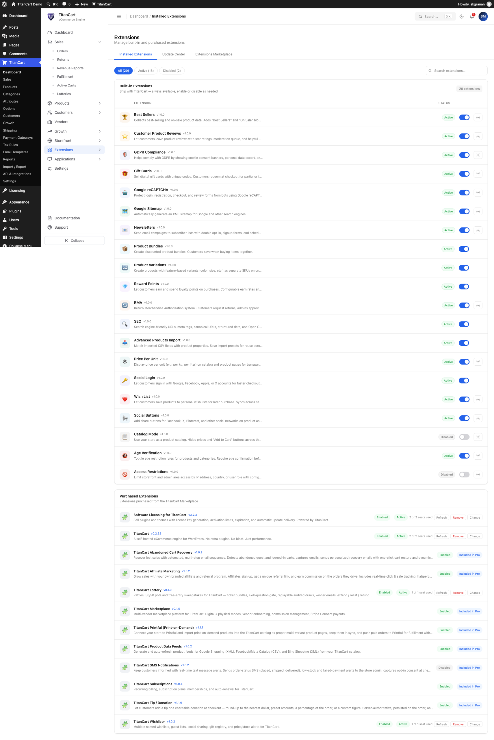 Settings & Extensions